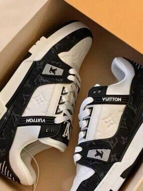 Louis Vuitton Black and White LV Trainer Sneakers